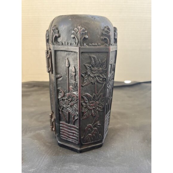 Vintage Buddhist Folding Travel Portable Shrine Kwan Yin Chinese Temple Resin - Picture 9 of 11